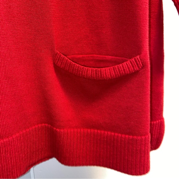 Talbots Red Sweater XL Crewneck With Pockets Zip Back 3/4 Sleeves Cotton Blend - Picture 5 of 8